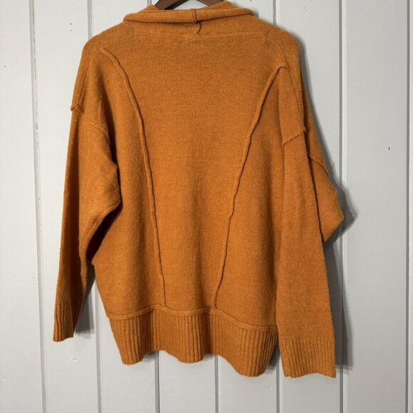 Easel Oversized Top it off Sweater Button Front Grampa Cardigan Ginger orange S - Picture 11 of 15